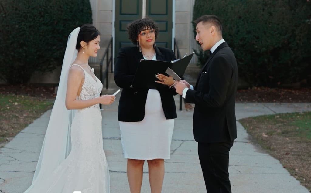 A wedding ceremony outdoors